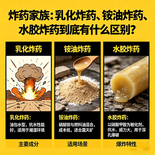 长洲炸药家族：乳化炸药、铵油炸药、水胶炸药到底有什么区别？
